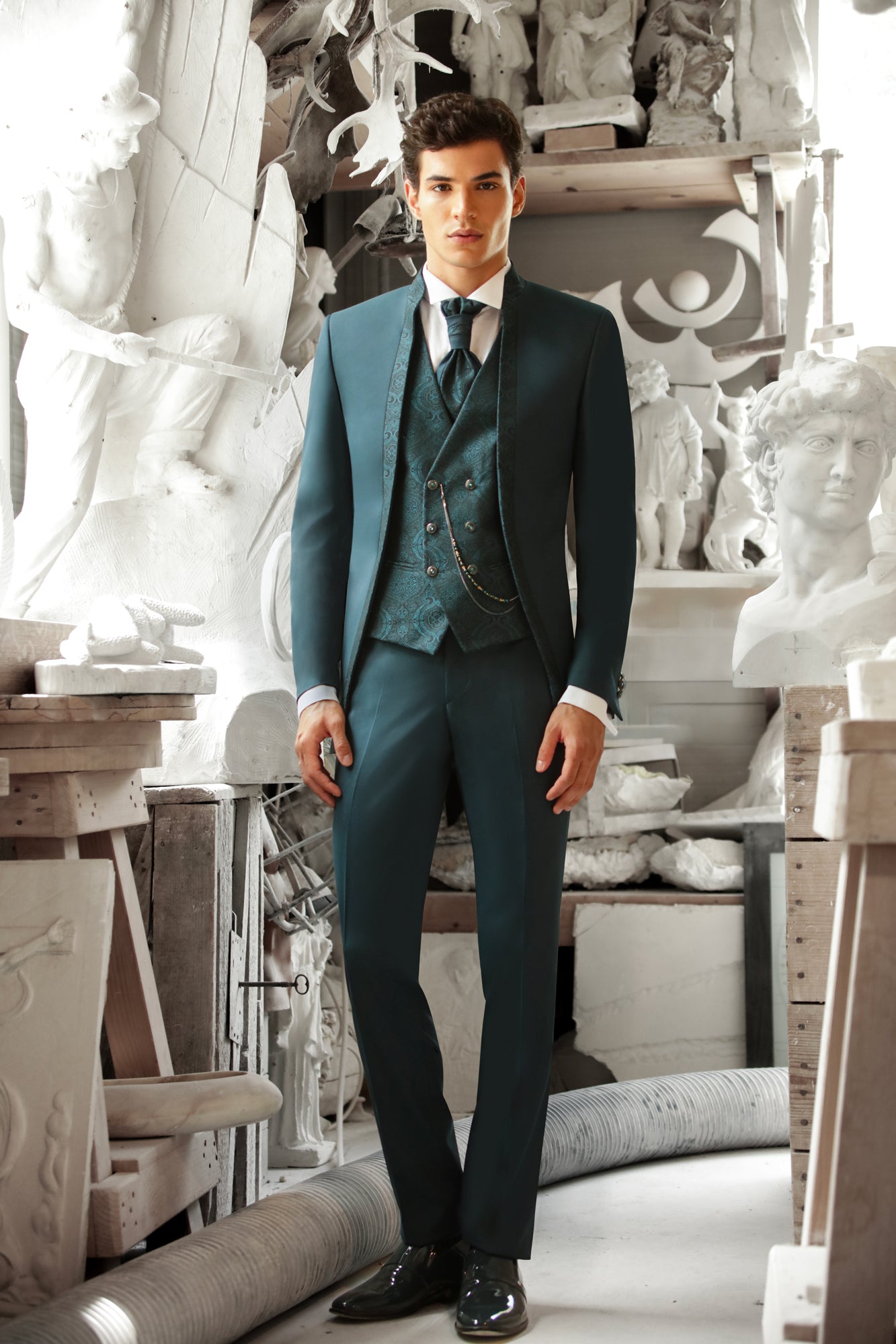 Abito 4 Pz. Intarsio & Collo Contrasto