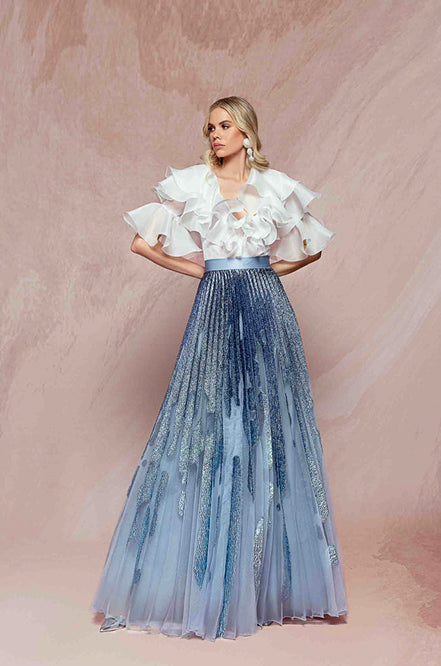 Abito Rouches Gonna Sfumata